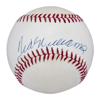 Ted Williams Single Signed OAL Brown Baseball (PSA/DNA NM-MT 8)